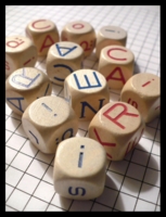 Dice : Dice - Game Dice - WFFN PROOF 6d Set Yale Logic Solid Light Wood Grain With Blue and Red Letters